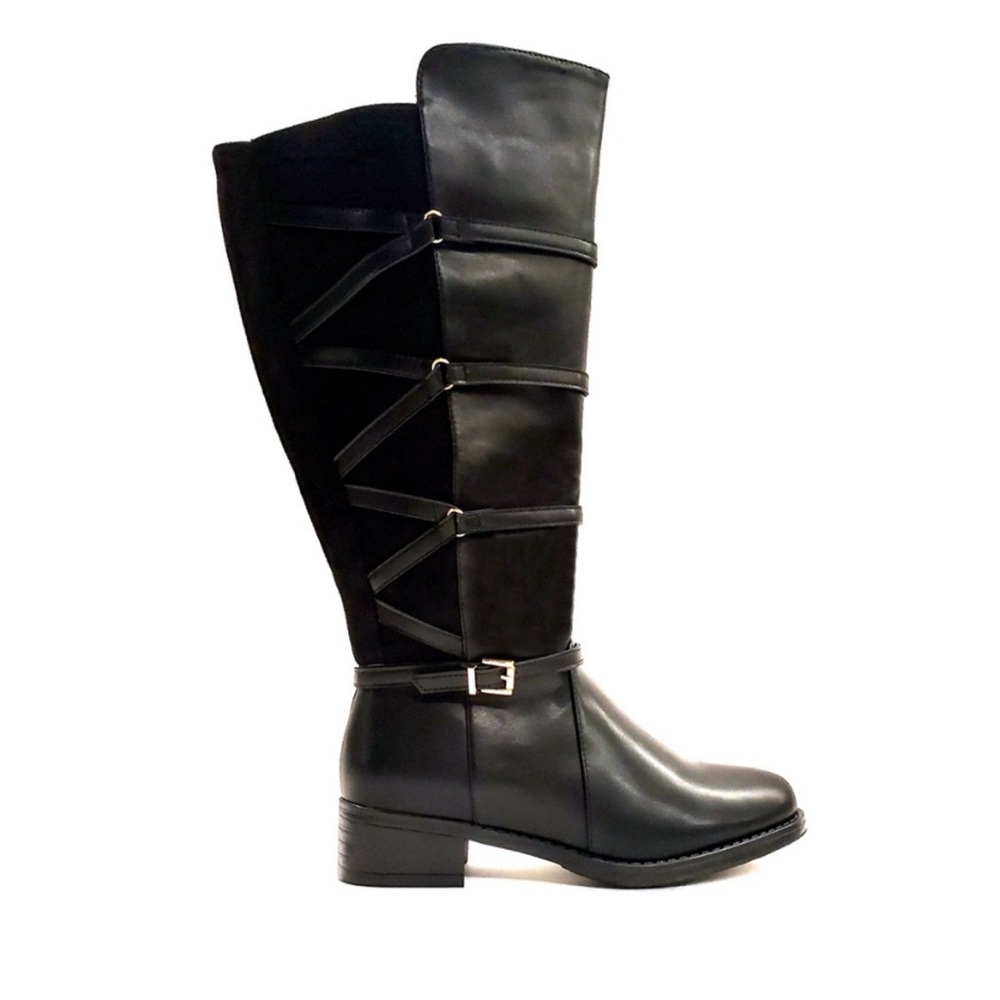 Wide calf knee height boots, black 9W